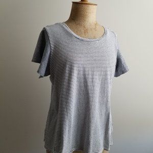 2/$15: Short Flutter Sleeve Striped Tee
